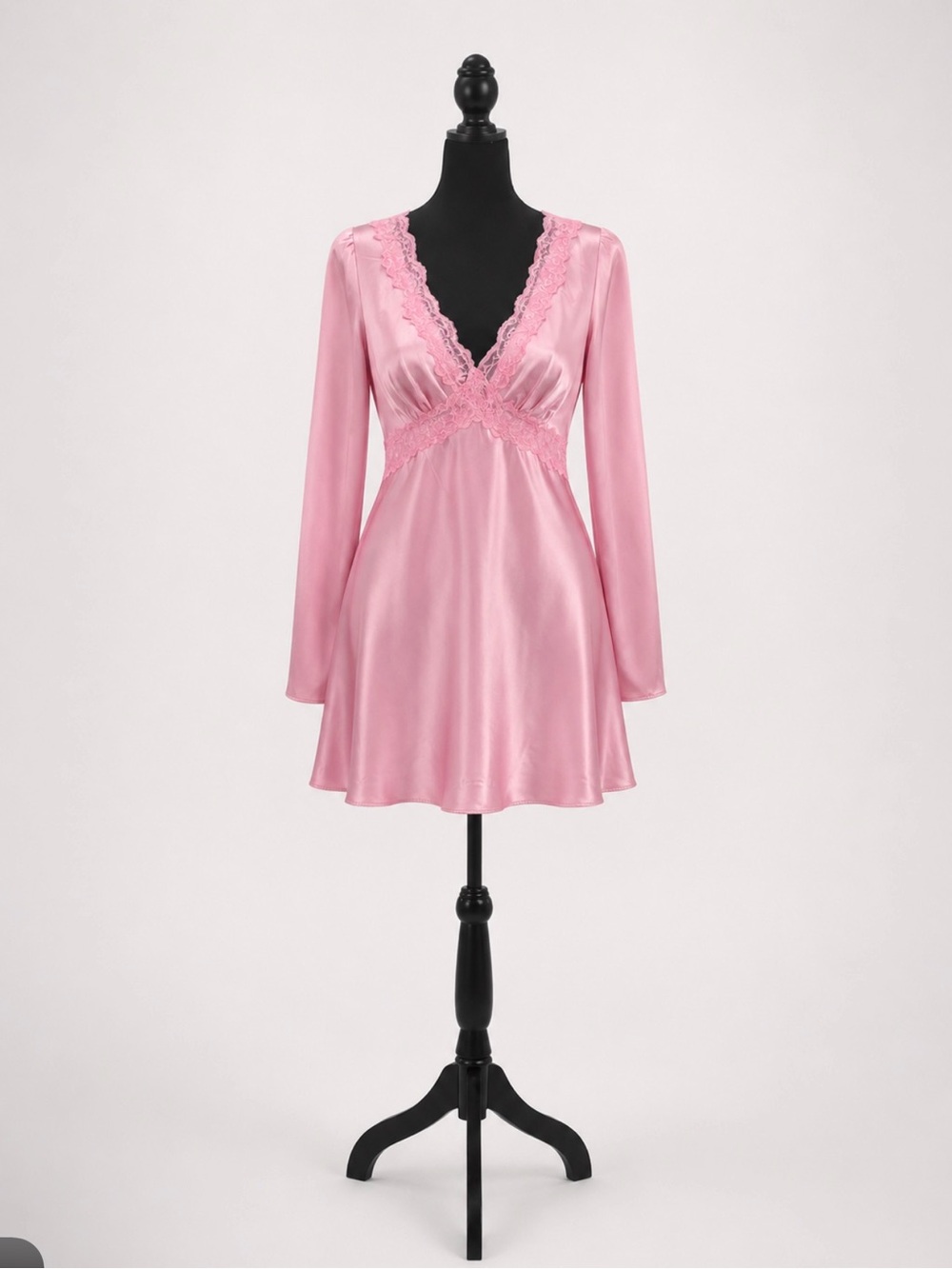 B Darlin Pink Satin Lace-Trim Chemise